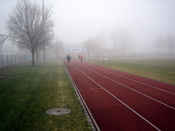 Neblig wars morgens vor dem Start 