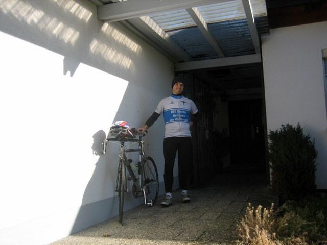 Vor der Abfahrt, gut eingepackt 